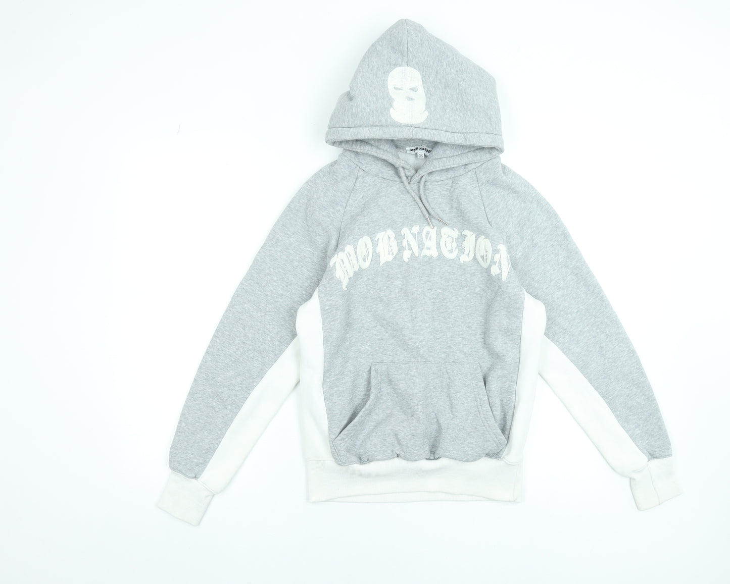 Mob Nation Womens Grey XS Pullover Hoodie with Graphic Print