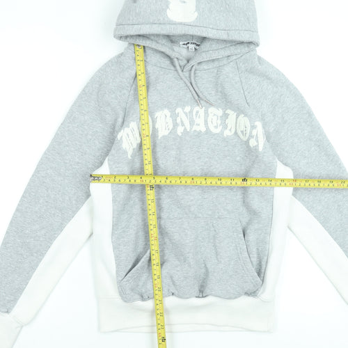 Mob Nation Womens Grey XS Pullover Hoodie with Graphic Print