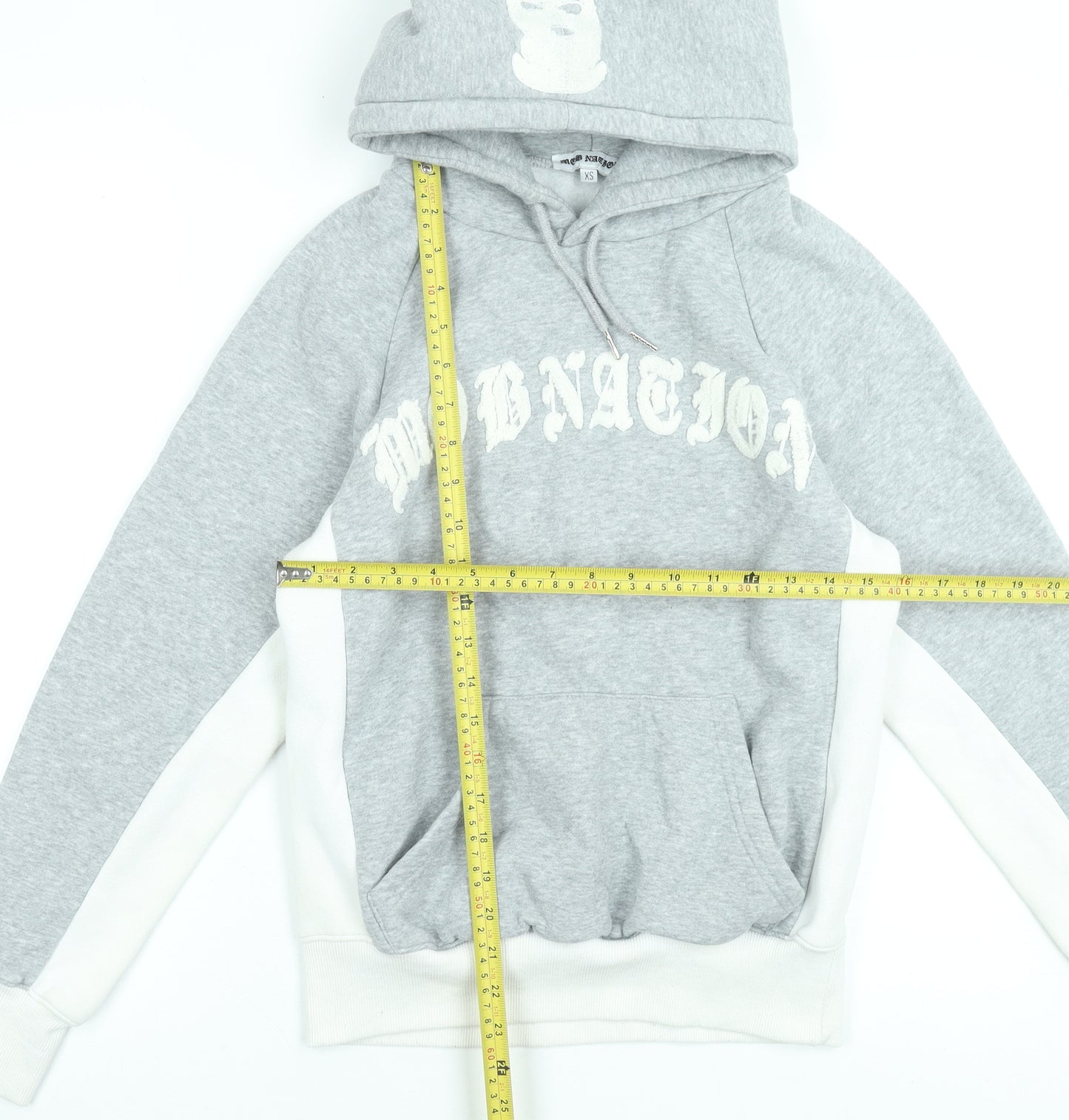 Mob Nation Womens Grey XS Pullover Hoodie with Graphic Print