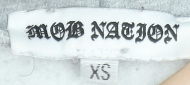 Mob Nation Womens Grey XS Pullover Hoodie with Graphic Print