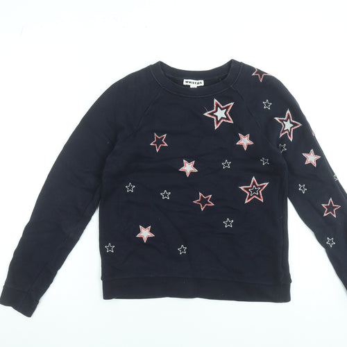 Whistles Women's Navy Star Embroidered Cotton Sweatshirt XS
