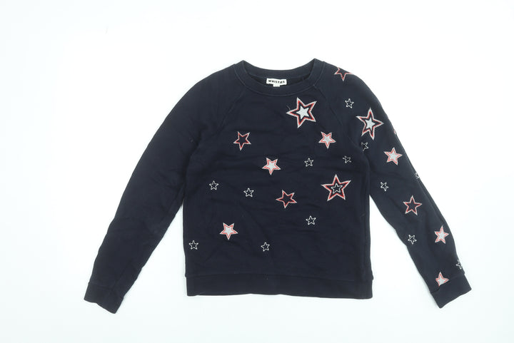 Whistles Women's Navy Star Embroidered Cotton Sweatshirt XS