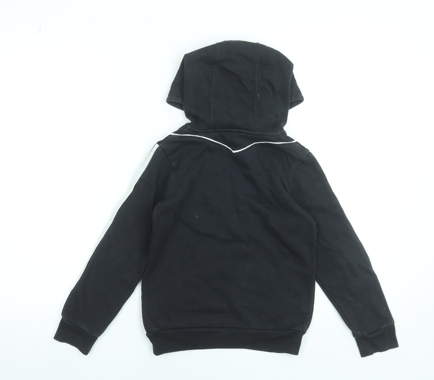 Adidas Boys Black 7-8 Years Pullover Hoodie with Stripes