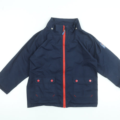 JoJo Maman Bébé Boys Blue Waterproof Rain Coat 5-6 Years Hooded Jacket