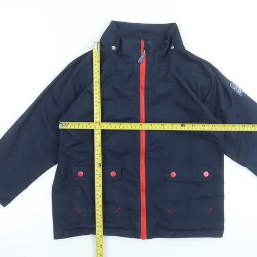 JoJo Maman Bébé Boys Blue Waterproof Rain Coat 5-6 Years Hooded Jacket