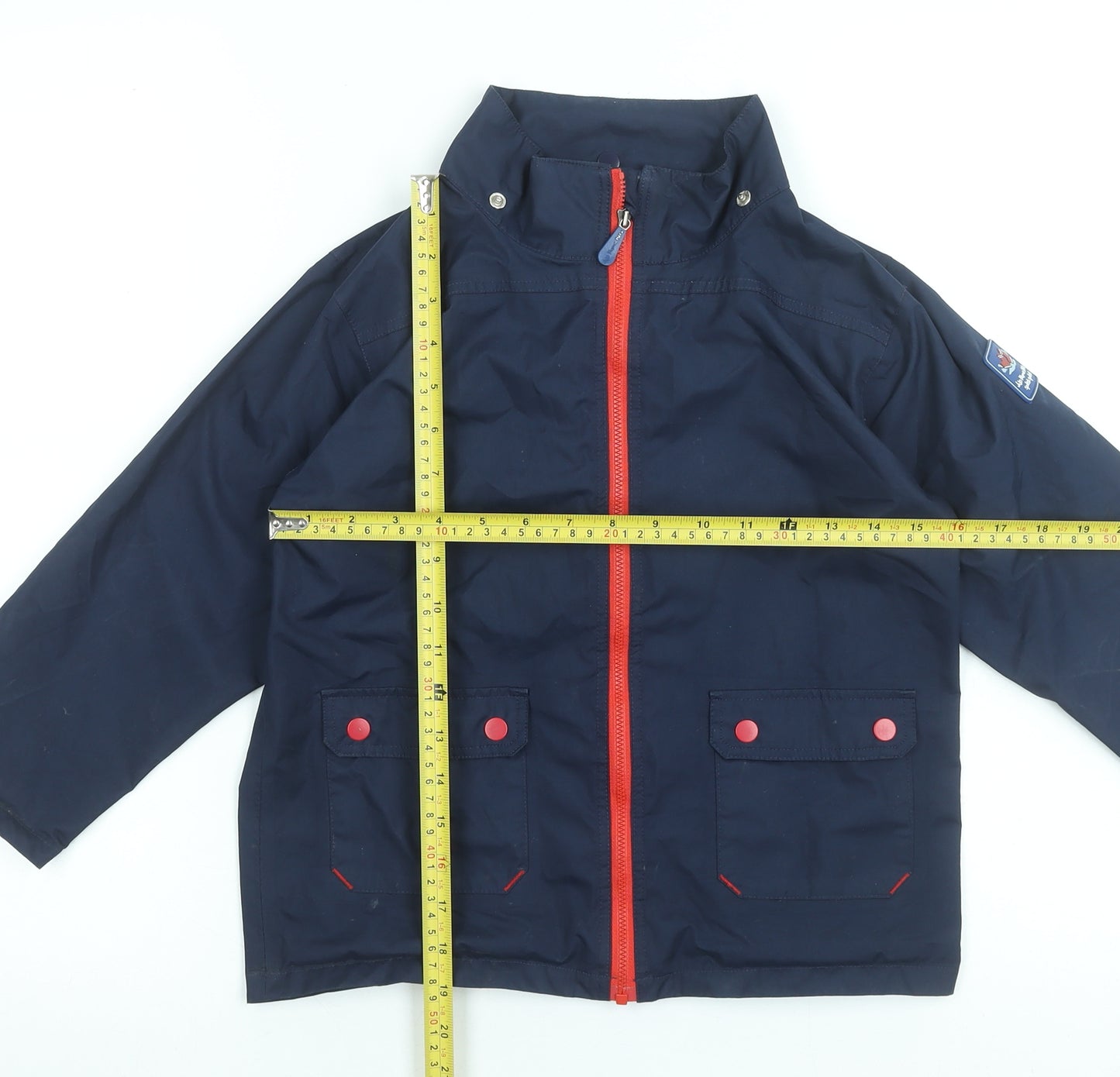 JoJo Maman Bébé Boys Blue Waterproof Rain Coat 5-6 Years Hooded Jacket