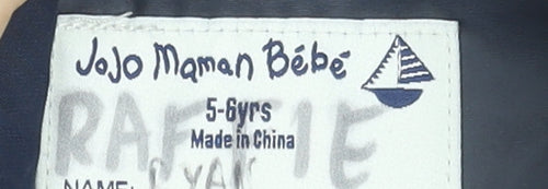 JoJo Maman Bébé Boys Blue Waterproof Rain Coat 5-6 Years Hooded Jacket