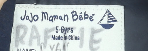 JoJo Maman Bébé Boys Blue Waterproof Rain Coat 5-6 Years Hooded Jacket