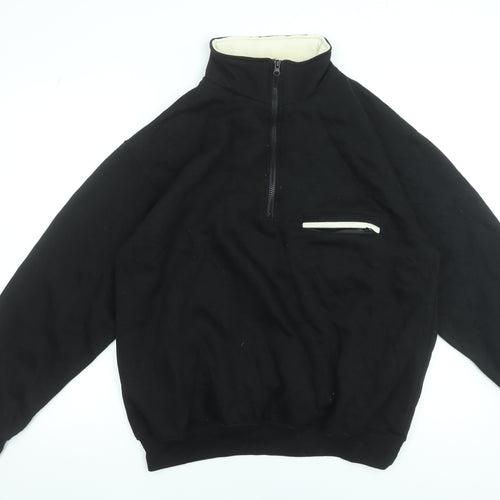 Rockland Men's Black 1/4 Zip Fleece Sweatshirt Size L