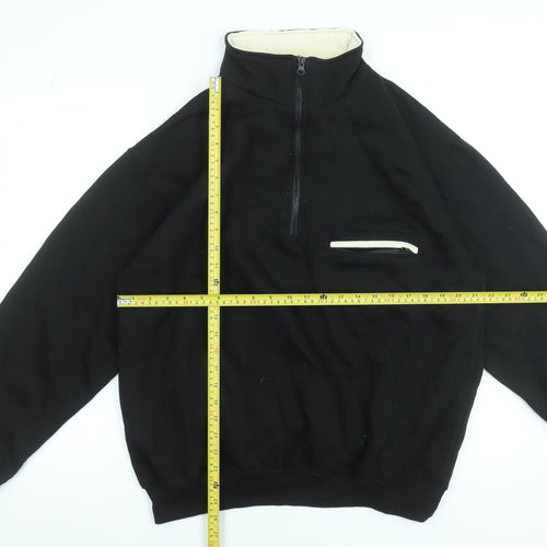 Rockland Men's Black 1/4 Zip Fleece Sweatshirt Size L
