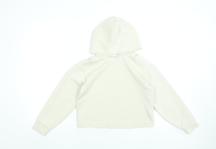 Uniqlo Girls Beige Pullover Hoodie 13-14 Years Regular Fit Stretch