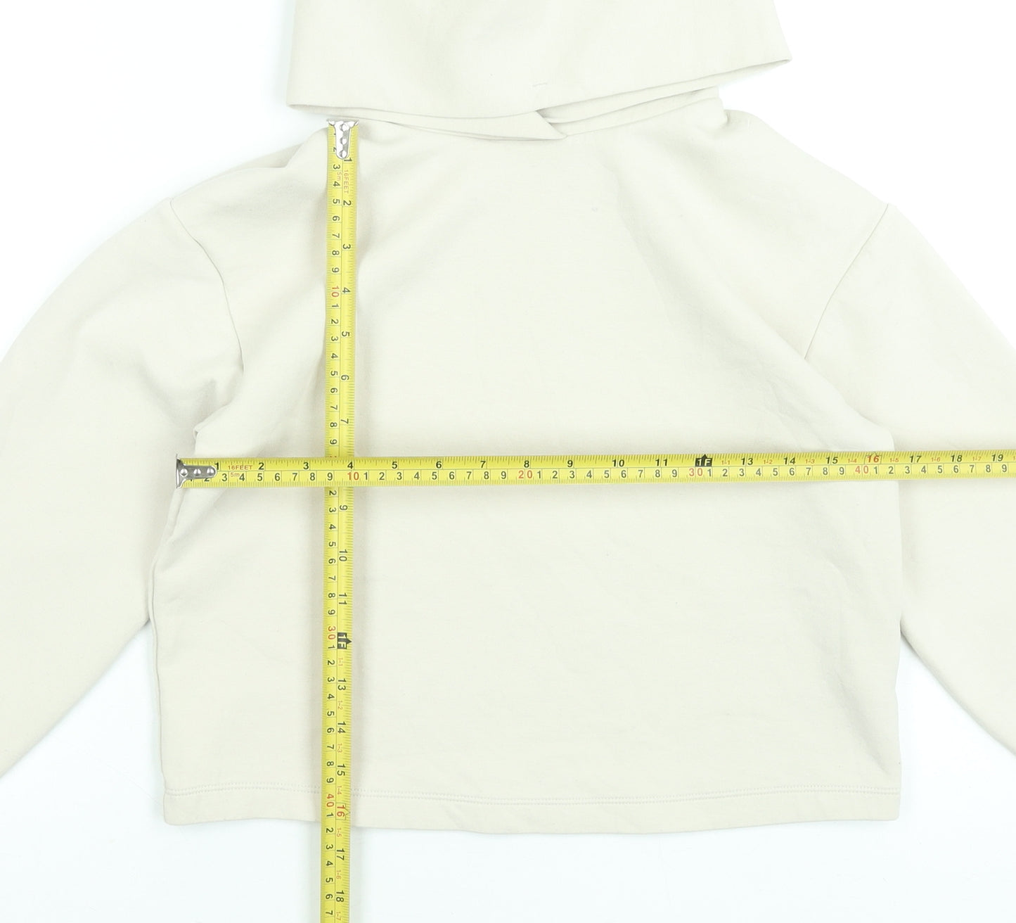 Uniqlo Girls Beige Pullover Hoodie 13-14 Years Regular Fit Stretch