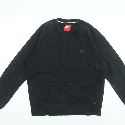 Nike Men's Black Pullover Sweatshirt M Regular Fit Crew Neck Fleece