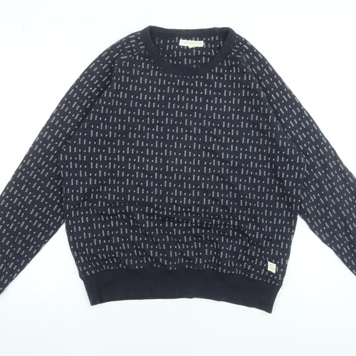 Far Afield Womens Navy Cotton Blend Patterned Pullover Sweatshirt Size 2