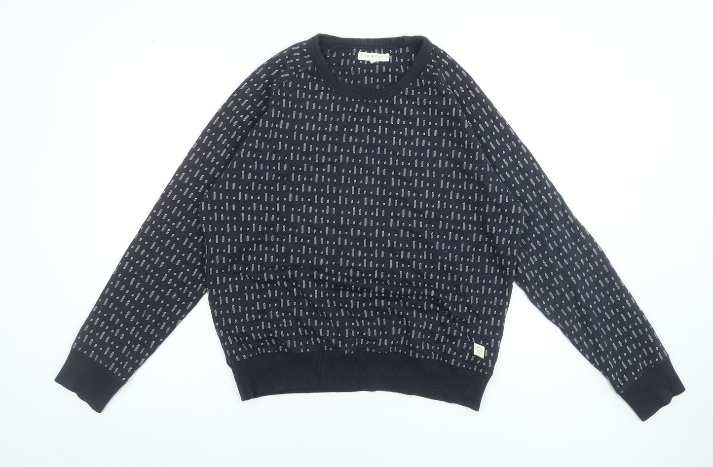 Far Afield Womens Navy Cotton Blend Patterned Pullover Sweatshirt Size 2