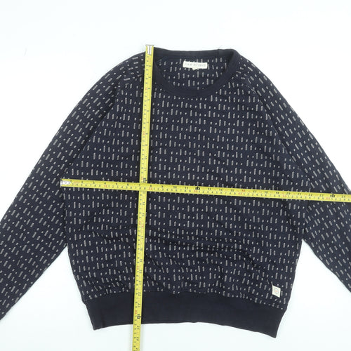 Far Afield Womens Navy Cotton Blend Patterned Pullover Sweatshirt Size 2