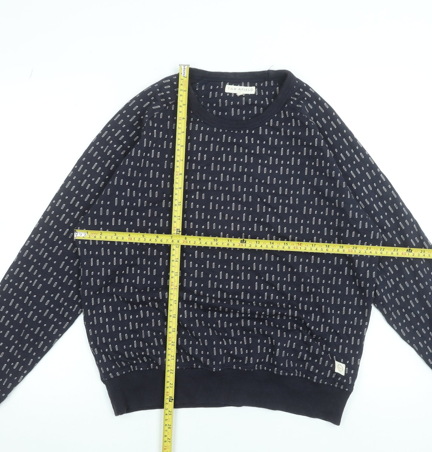 Far Afield Womens Navy Cotton Blend Patterned Pullover Sweatshirt Size 2