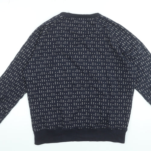 Far Afield Womens Navy Cotton Blend Patterned Pullover Sweatshirt Size 2