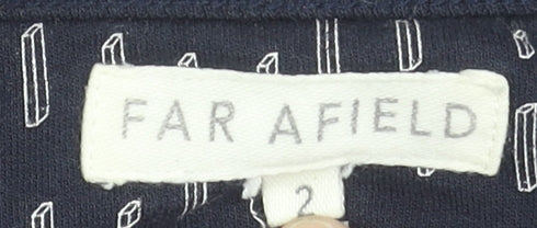 Far Afield Womens Navy Cotton Blend Patterned Pullover Sweatshirt Size 2