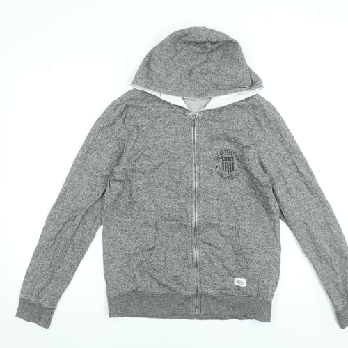 H&M Boys Grey Full Zip Hoodie 14 Years Cotton Casual Sweatshirt