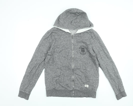 H&M Boys Grey Full Zip Hoodie 14 Years Cotton Casual Sweatshirt