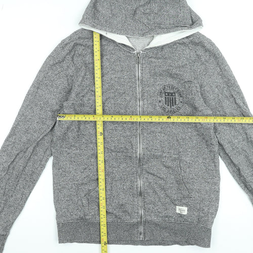 H&M Boys Grey Full Zip Hoodie 14 Years Cotton Casual Sweatshirt