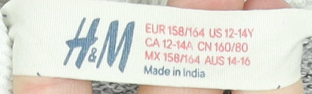 H&M Boys Grey Full Zip Hoodie 14 Years Cotton Casual Sweatshirt