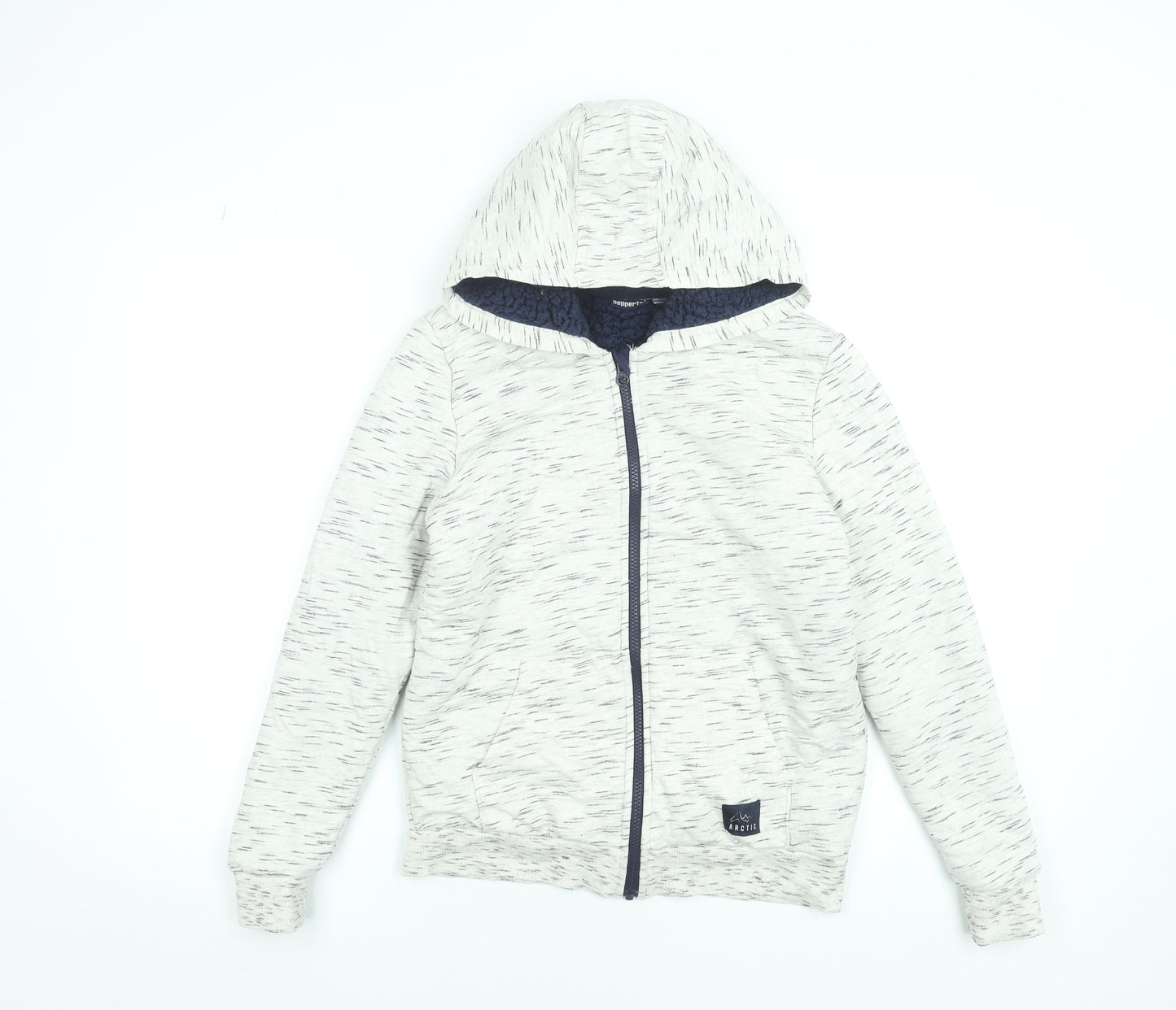 Pepperts Boys Beige Full Zip Hoodie 12-14 Years Cotton Blend Lined Jacket