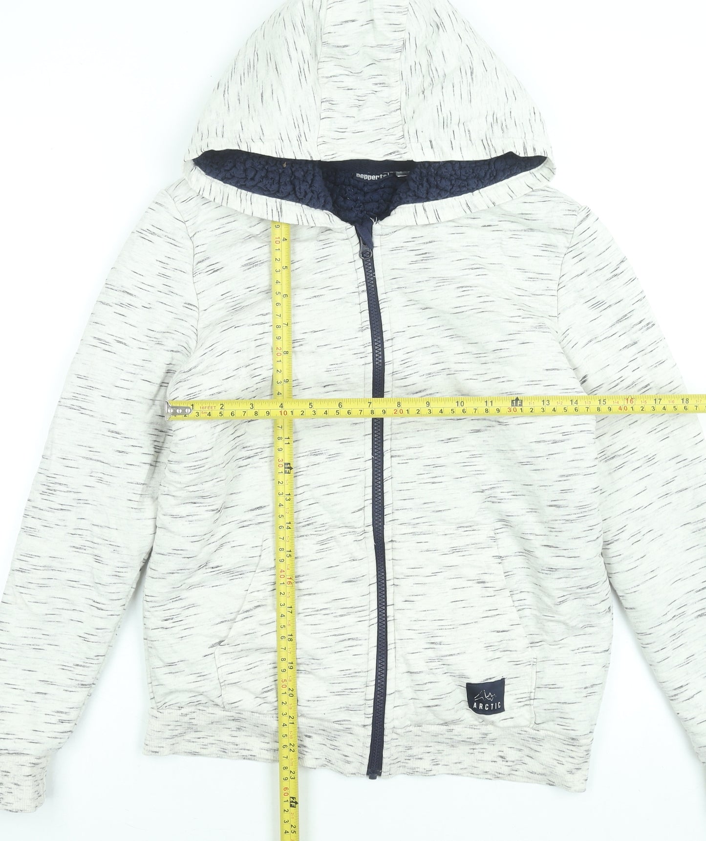 Pepperts Boys Beige Full Zip Hoodie 12-14 Years Cotton Blend Lined Jacket