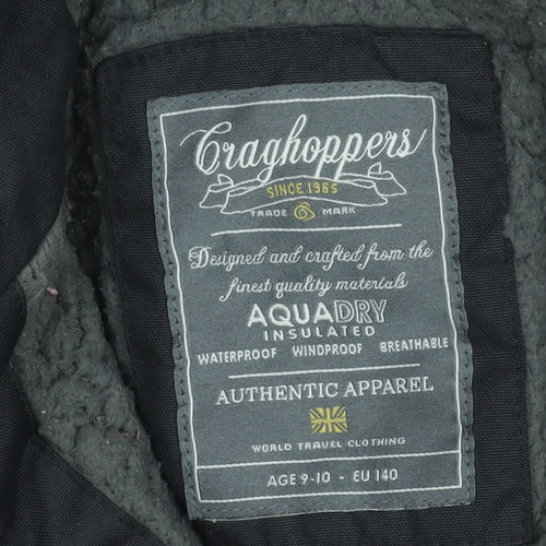 Craghoppers Boys Black Waterproof Insulated Hooded Parka Coat 9-10 Years