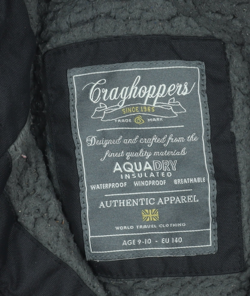 Craghoppers Boys Black Waterproof Insulated Hooded Parka Coat 9-10 Years
