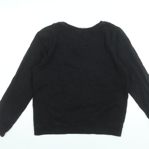 Disney Women Black Sweatshirt UK 14 Mickey Mouse Cotton Pullover