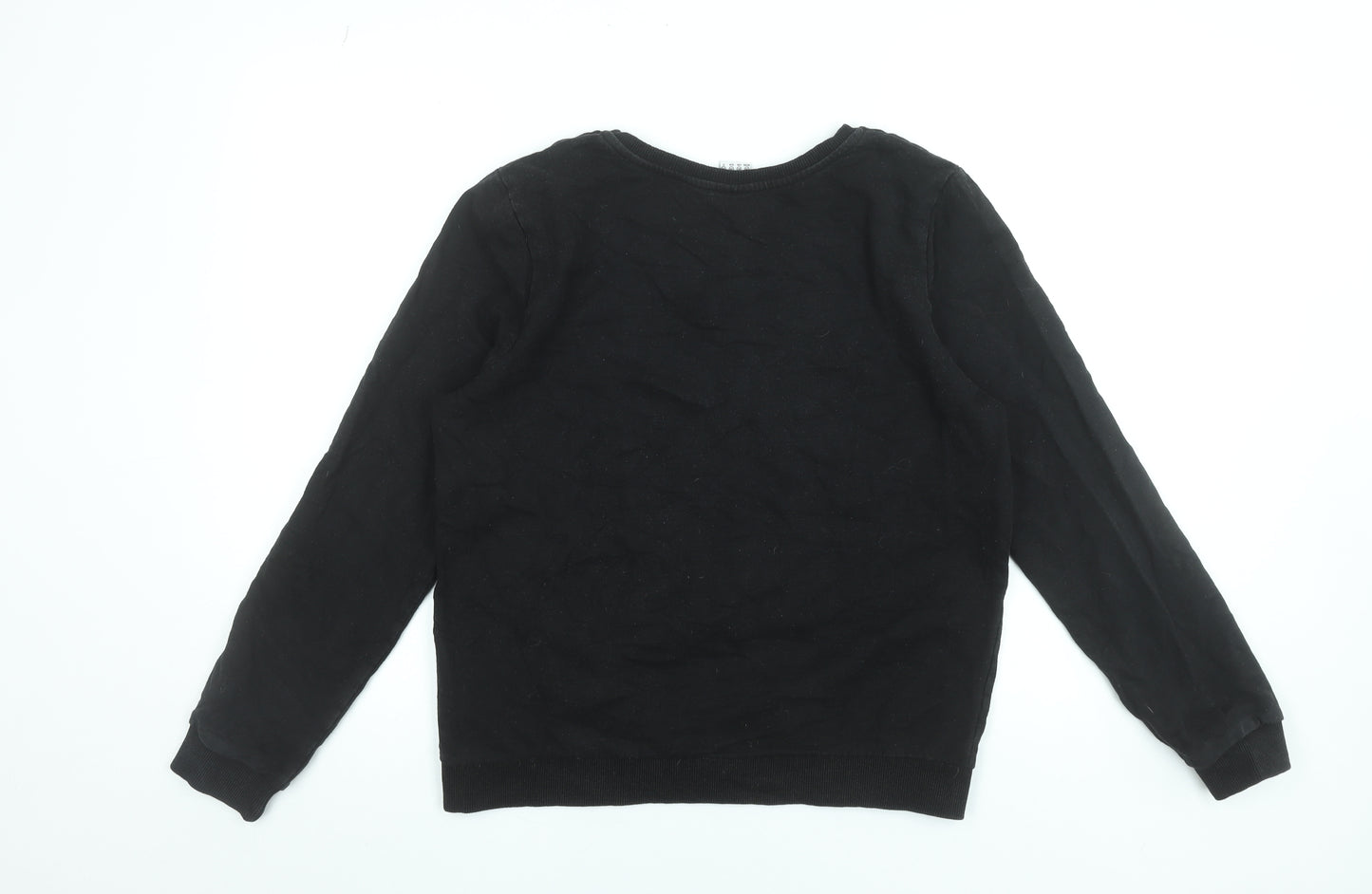 Disney Women Black Sweatshirt UK 14 Mickey Mouse Cotton Pullover