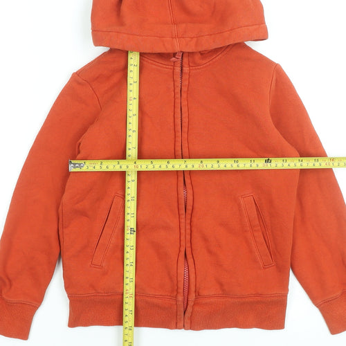 UNIQLO Boys Orange Full Zip Hoodie Cotton Blend Size 130 (7-8 Years)