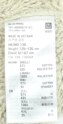 UNIQLO Boys Orange Full Zip Hoodie Cotton Blend Size 130 (7-8 Years)