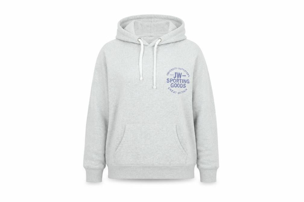 Front view of Jack Wills Women's Grey Pullover Hoodie, size 14, Cotton Blend