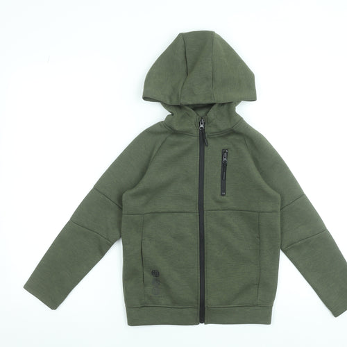 Primark Boys Green Full Zip Hoodie 8-9 Years Polyester Blend Hooded Top