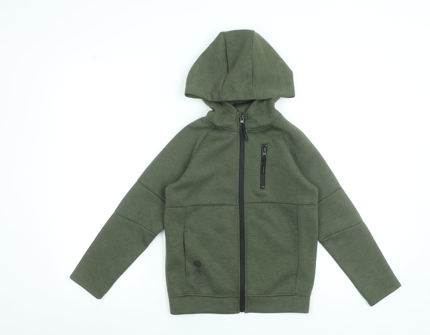 Primark Boys Green Full Zip Hoodie 8-9 Years Polyester Blend Hooded Top