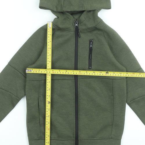 Primark Boys Green Full Zip Hoodie 8-9 Years Polyester Blend Hooded Top