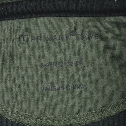 Primark Boys Green Full Zip Hoodie 8-9 Years Polyester Blend Hooded Top