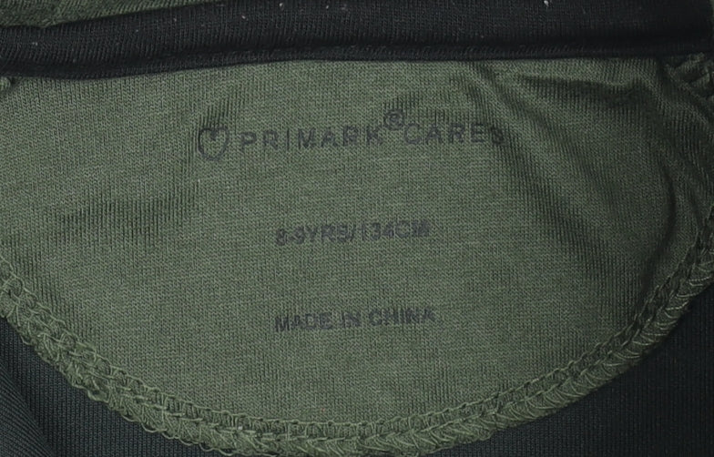 Primark Boys Green Full Zip Hoodie 8-9 Years Polyester Blend Hooded Top