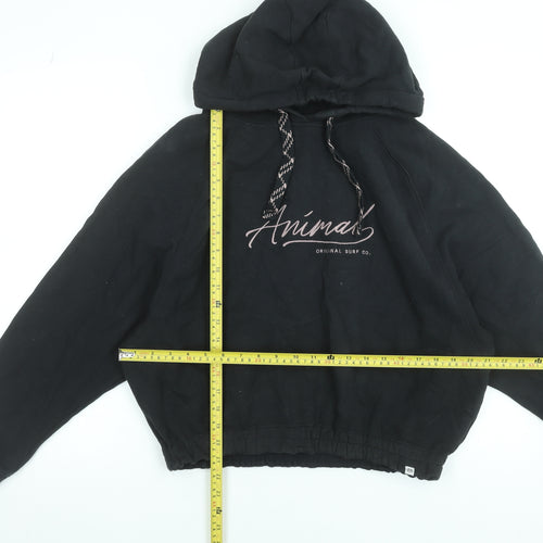 Animal Women's Black Organic Cotton Hooded Pullover Hoodie UK 12