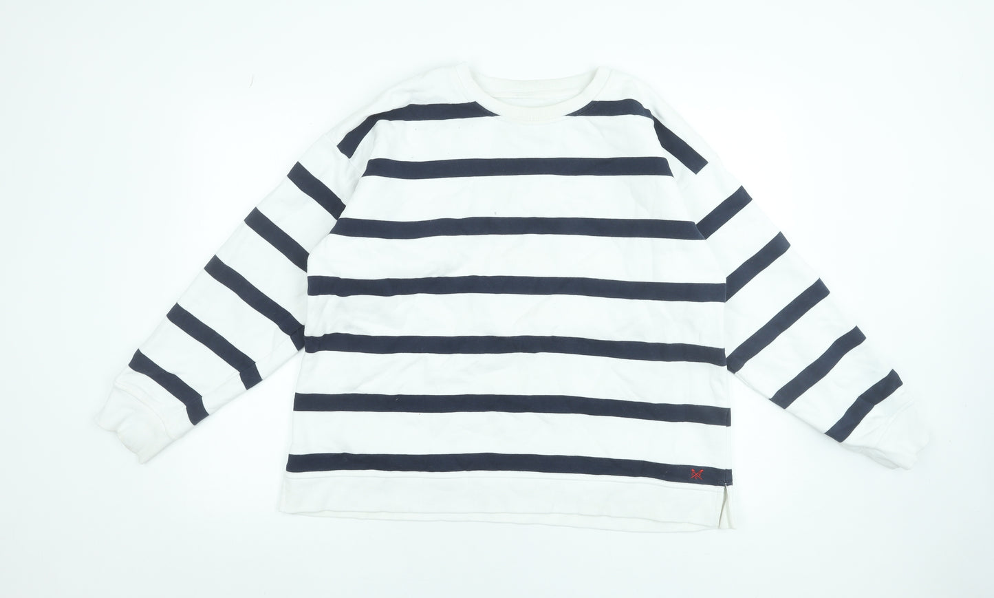 Crew Clothing Company Womens Navy White Striped Cotton Sweatshirt Size 18