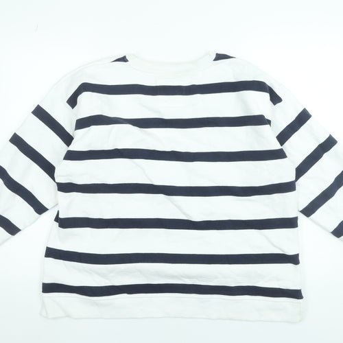 Crew Clothing Company Womens Navy White Striped Cotton Sweatshirt Size 18