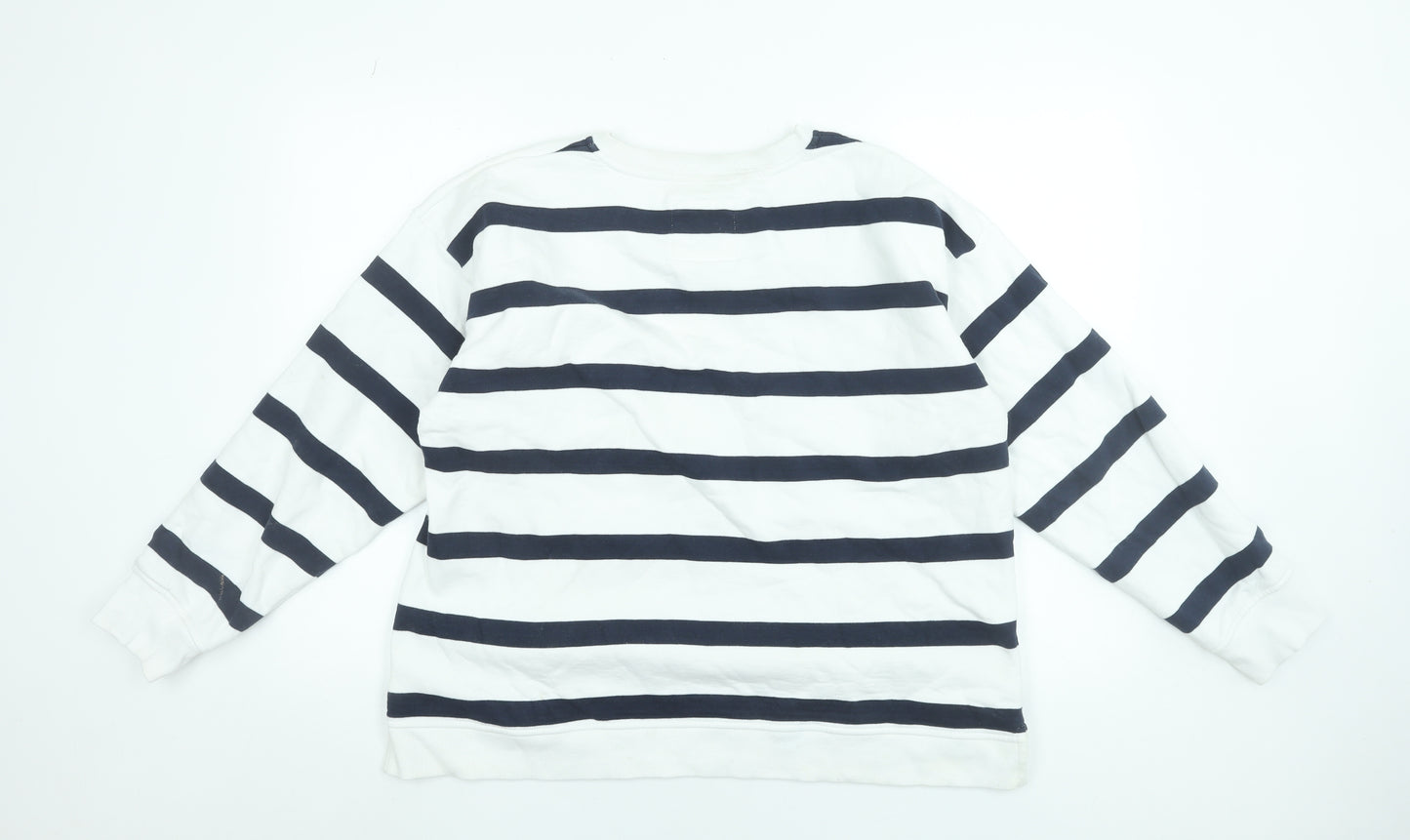 Crew Clothing Company Womens Navy White Striped Cotton Sweatshirt Size 18