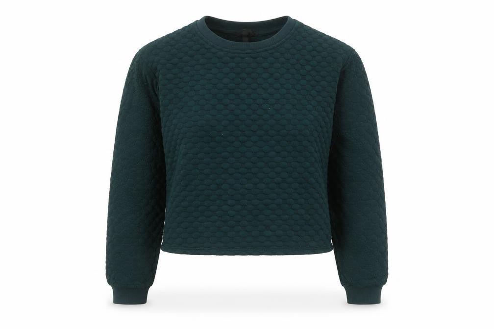 Front view of Topshop Women Black Textured Pullover Sweatshirt UK 8