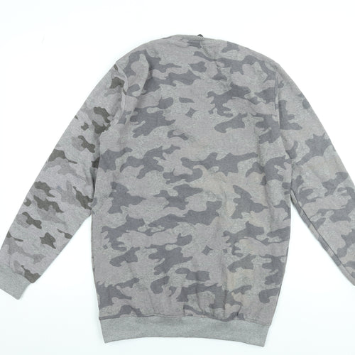 Khan Men's Grey Camouflage Cotton Pullover Sweatshirt XL