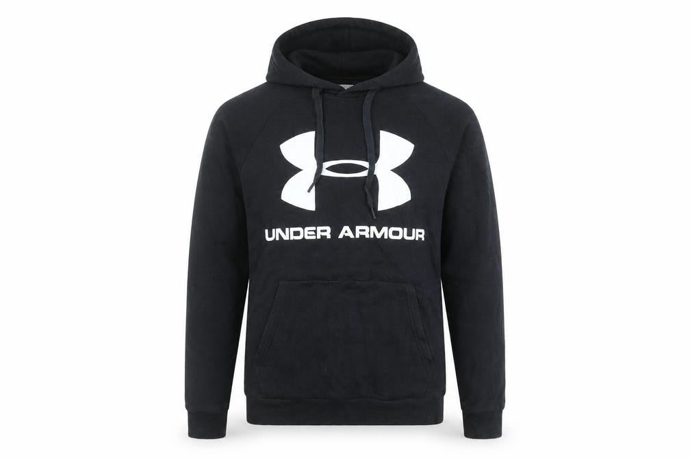 Front view of Under Armour Men's Black Pullover Hoodie Small Regular Fit