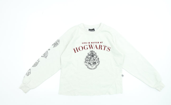 Harry Potter Women’s Beige Hogwarts Sweatshirt Size S 8-10 Pullover