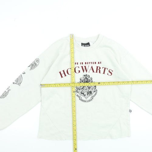 Harry Potter Women’s Beige Hogwarts Sweatshirt Size S 8-10 Pullover
